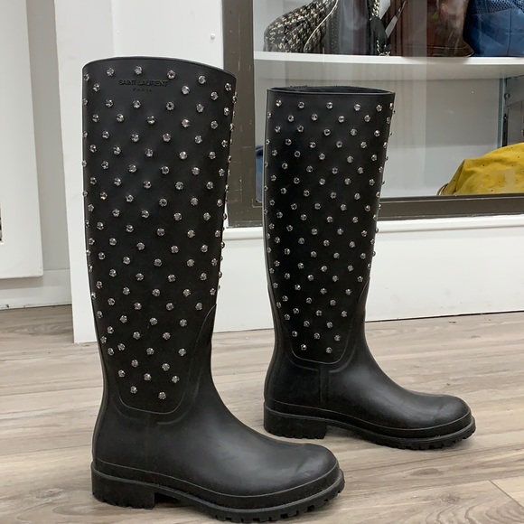 rhinestone rain boots